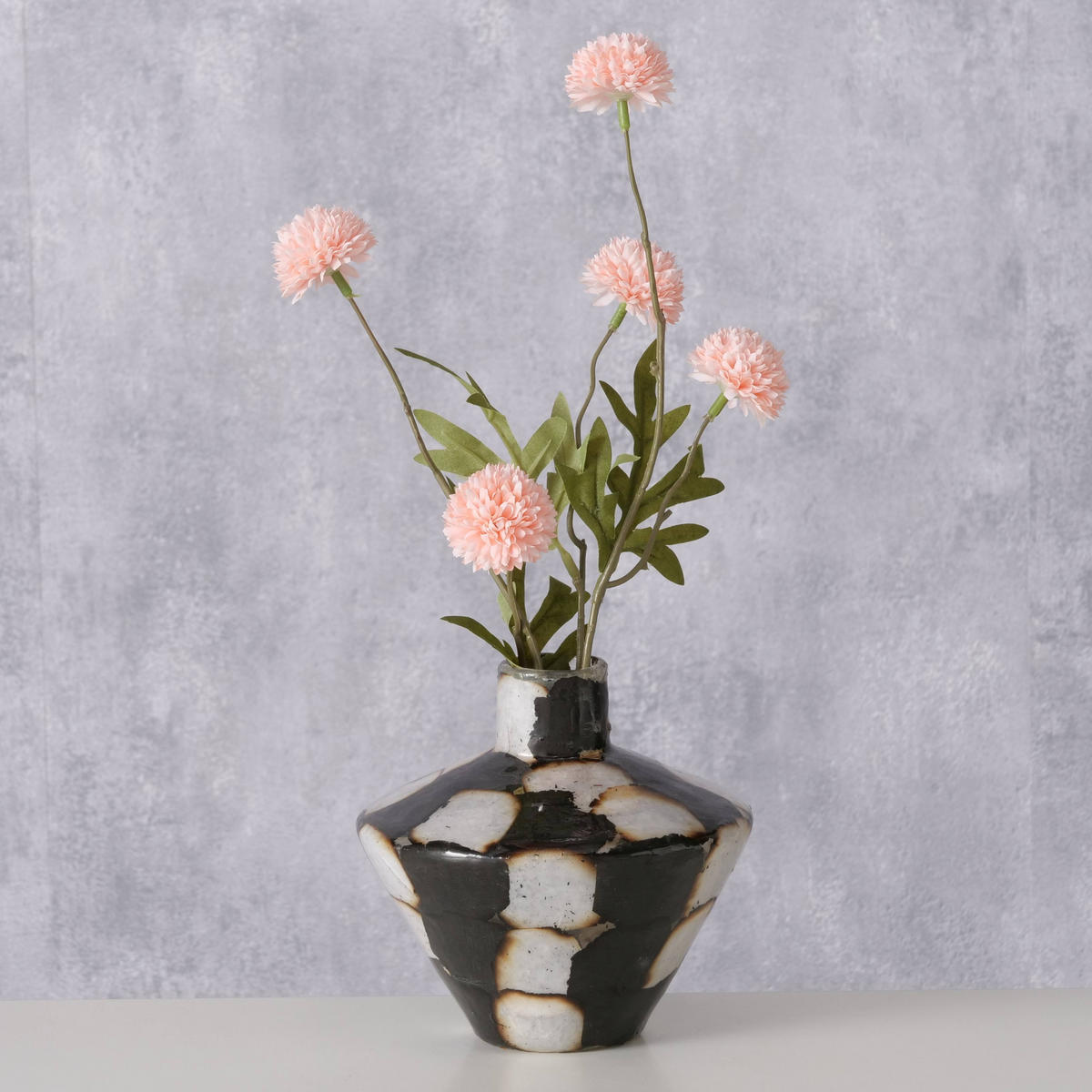 VÁZA  - fekete/fehér, Basics, üveg (13,5/12,8cm) - Boltze Home