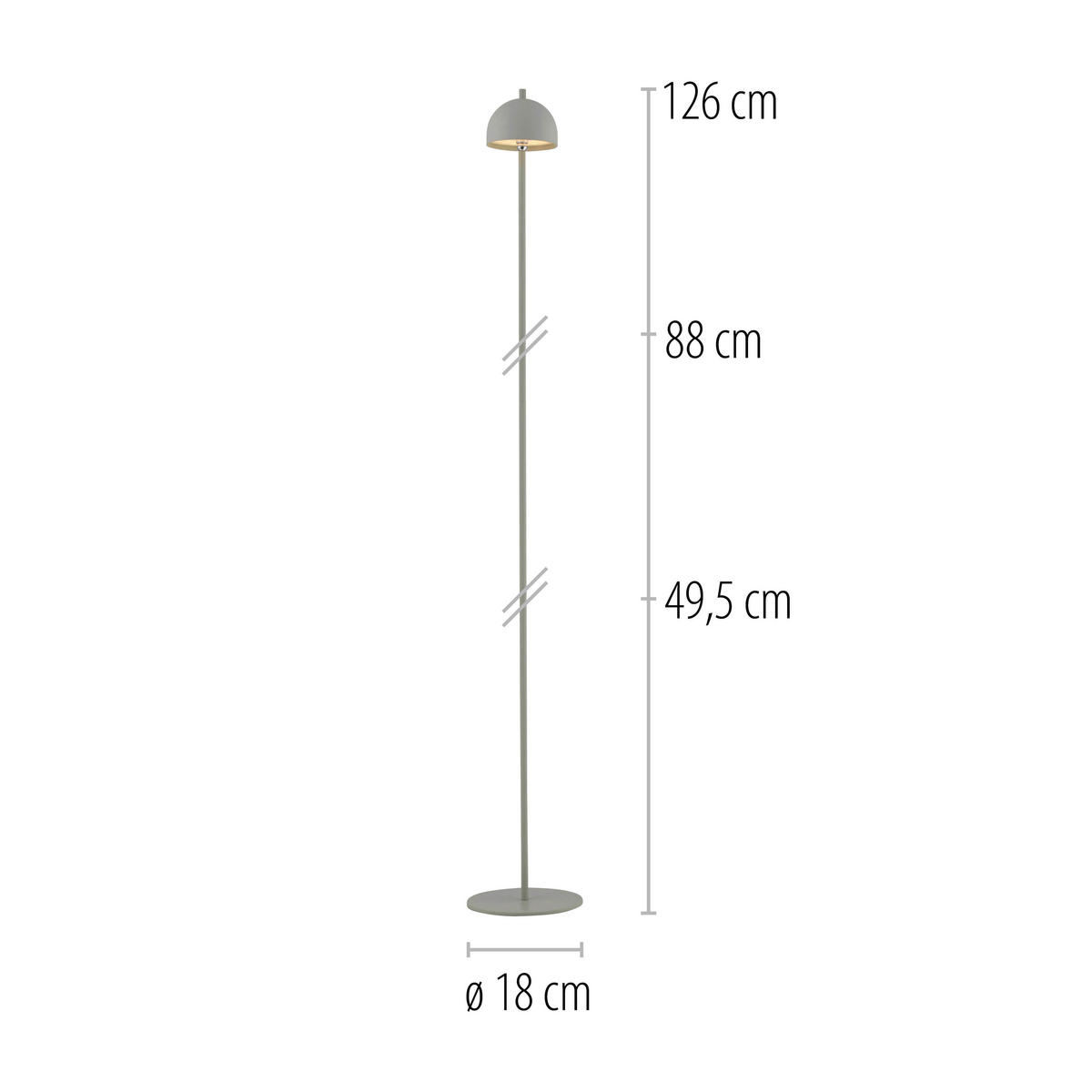 AKKU-STEHLEUCHTE 18/18/126 cm    - Salbeigrün, Design, Kunststoff/Metall (18/18/126cm) - Schöner Wohnen