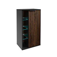 MIDISCHRANK 47/84,2/32 cm  - Eiche dunkel/Schwarz, Basics, Glas/Holzwerkstoff (47/84,2/32cm) - MID.YOU
