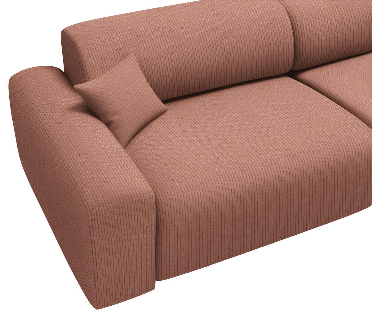 ECKSOFA in Velours, Feincord Aprikose  - Aprikose/Schwarz, Design, Kunststoff/Textil (292/178cm) - Livetastic