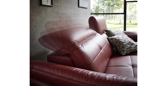 SOFA in Leder Weinrot - Chromfarben/Weinrot, Natur, Leder/Metall (198/101/107cm) - Dieter Knoll