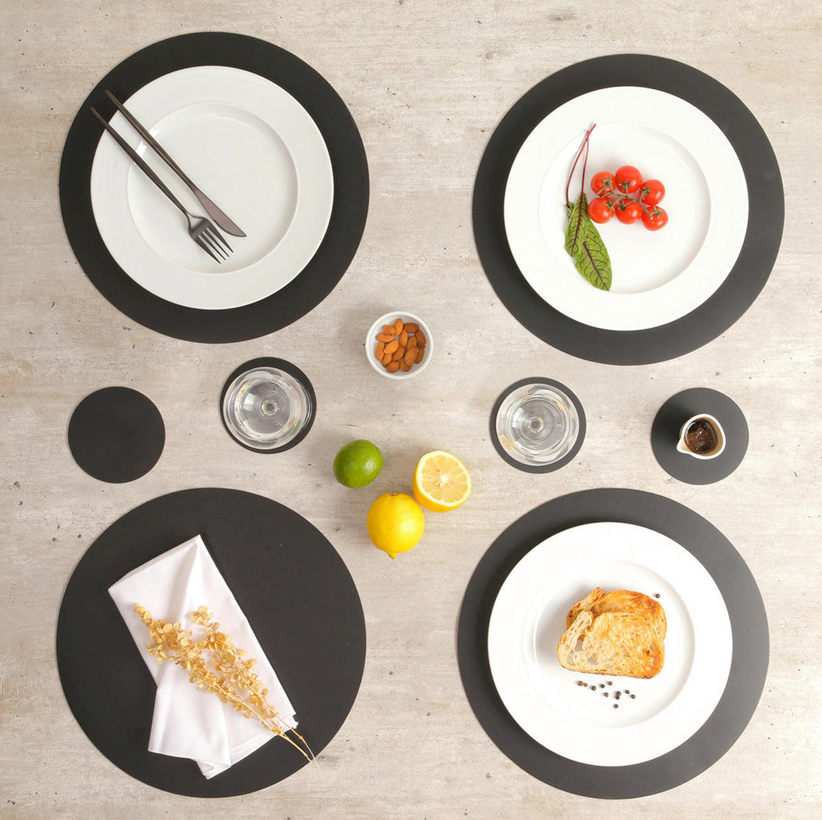 GLASUNTERSETZER  - Schwarz, Basics, Leder (11/11/0.2cm)