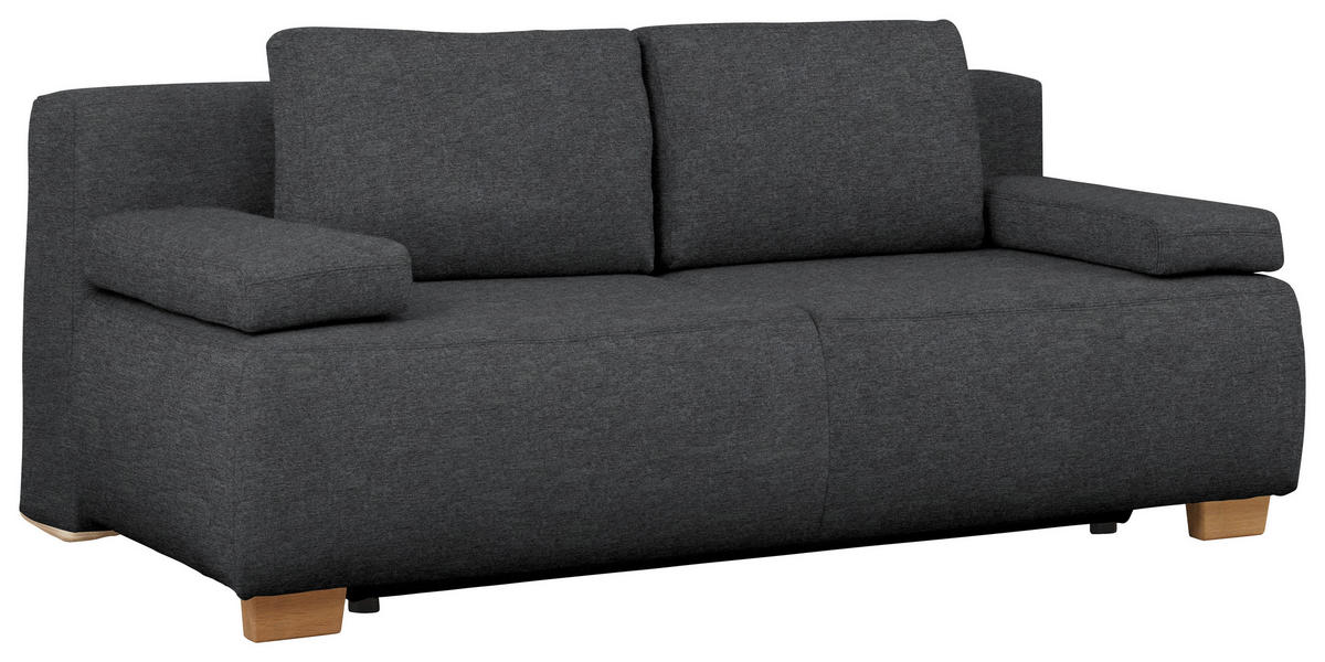BOXSPRINGSOFA  mit Fußauswahl, Stoffauswahl, Schlafen auf Sitzhöhe, Rücken echt Webstoff Dunkelgrau  - Dunkelgrau/Naturfarben, Design, Holz/Textil (205/93/108cm) - Venda