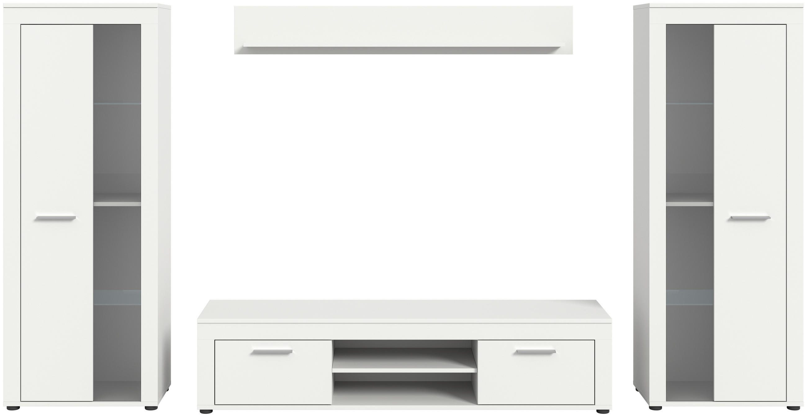 DNEVNI REGAL,  bela  - srebrne barve/bela, Design, umetna masa/steklo (310/159/35cm) - MID.YOU