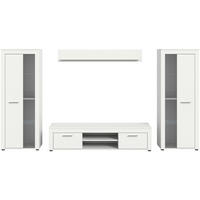 WOHNWAND 4-teilig  in Weiß  310/159/35 cm  - Silberfarben/Weiß, Design, Glas/Holzwerkstoff (310/159/35cm) - MID.YOU