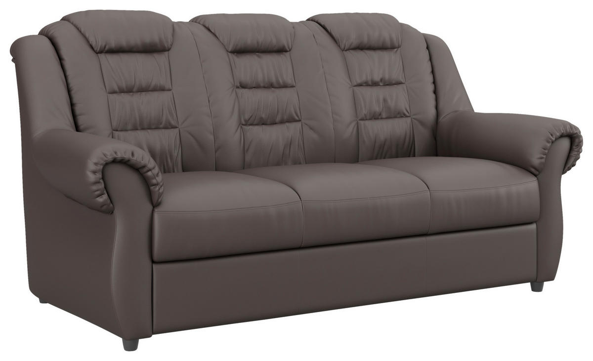 3-SITZER-SOFA in Lederlook Braun  - Schwarz/Braun, Konventionell, Kunststoff/Textil (196/102/101cm) - Livetastic