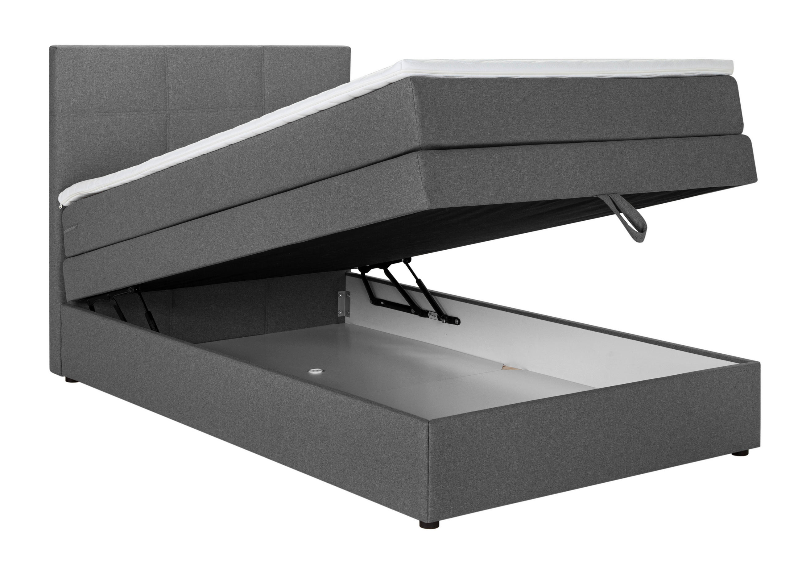 BOXSPRINGBETT 90/200 cm  in Anthrazit  - Anthrazit/Schwarz, Design, Kunststoff/Textil (90/200cm) - Welnova