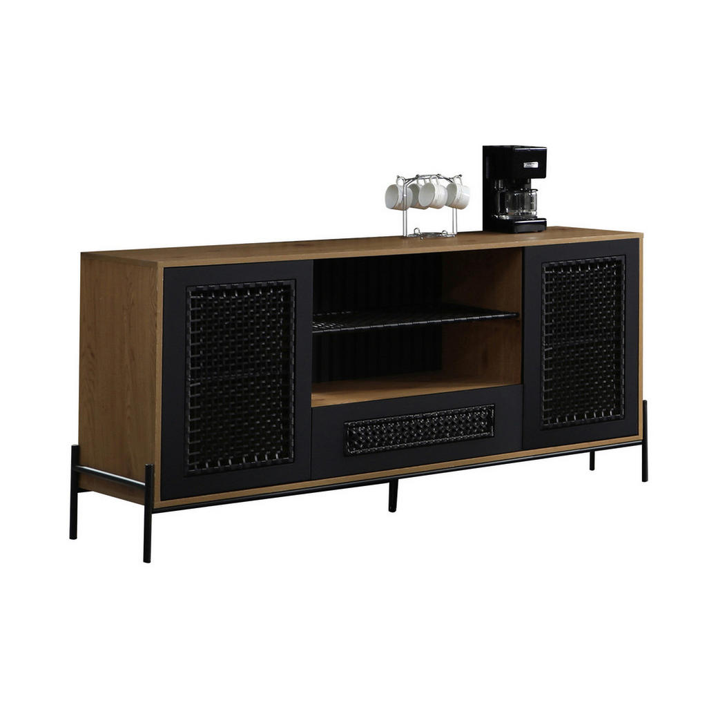 Sideboard Schwarz, Naturfarben B: 164cm