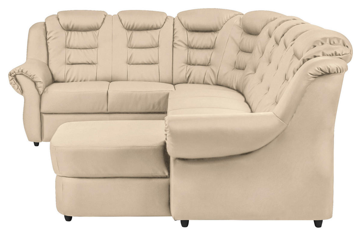WOHNLANDSCHAFT in Lederlook Beige  - Beige/Schwarz, Konventionell, Kunststoff/Textil (216/333/165cm) - Livetastic