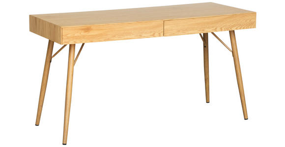 SCHREIBTISCH 140/60/75 cm  in Eichefarben  - Eichefarben, KONVENTIONELL, Holzwerkstoff/Metall (140/60/75cm) - Novel