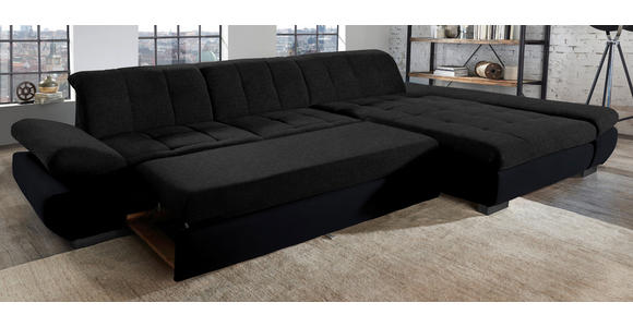 ECKSOFA in Mikrofaser Graphitfarben  - Schwarz/Graphitfarben, Design, Textil/Metall (204/341cm) - Xora