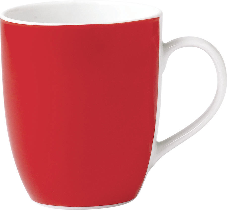 KAFFEEBECHERSET 6-teilig Keramik Porzellan Rot, Weiß  - Rot/Weiß, Basics, Keramik (11/10/8cm)