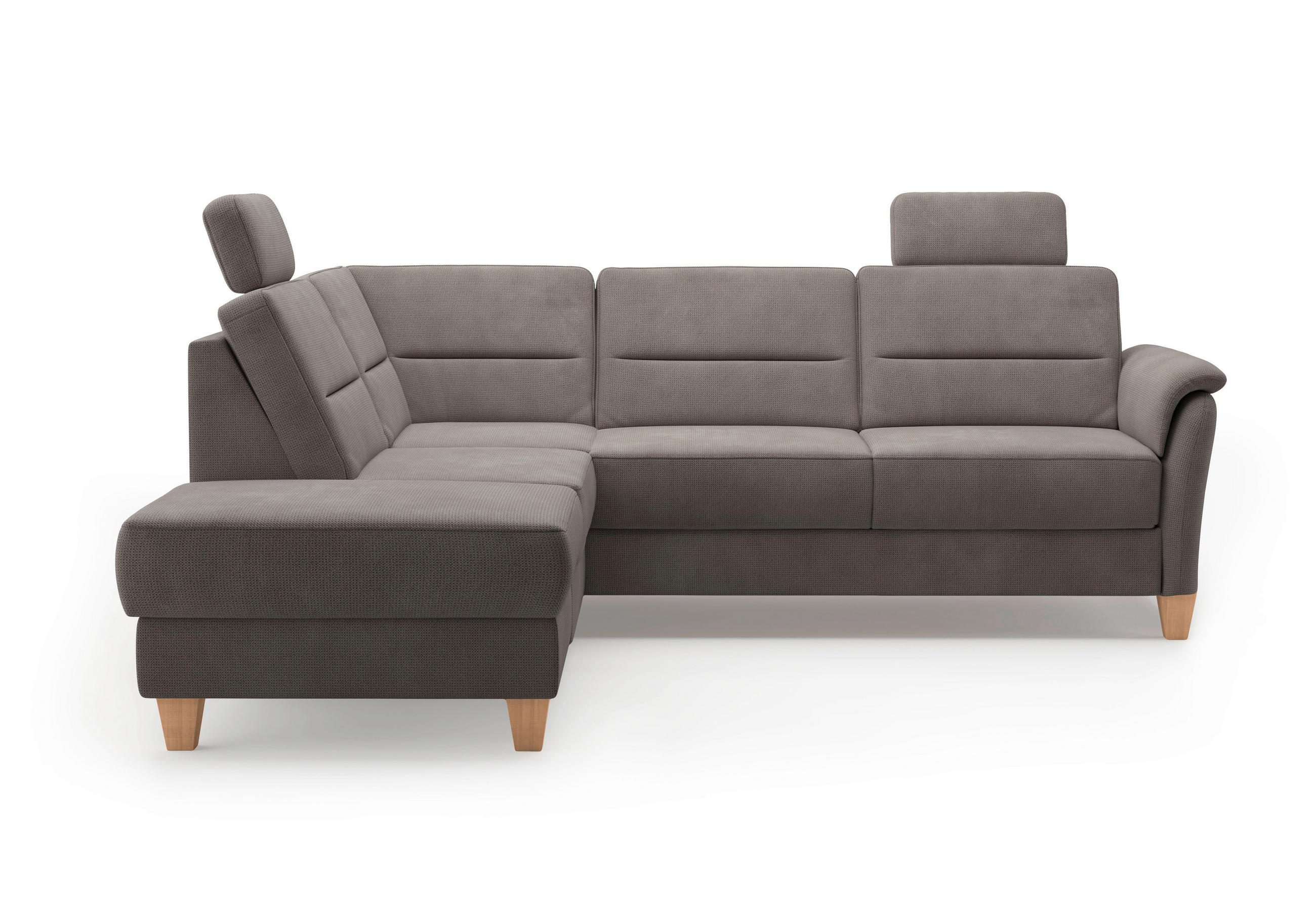 ECKSOFA PALMERA V Dunkelbraun Flachgewebe  - Eichefarben/Dunkelbraun, KONVENTIONELL, Holz/Textil (212/236cm) - Sit & More