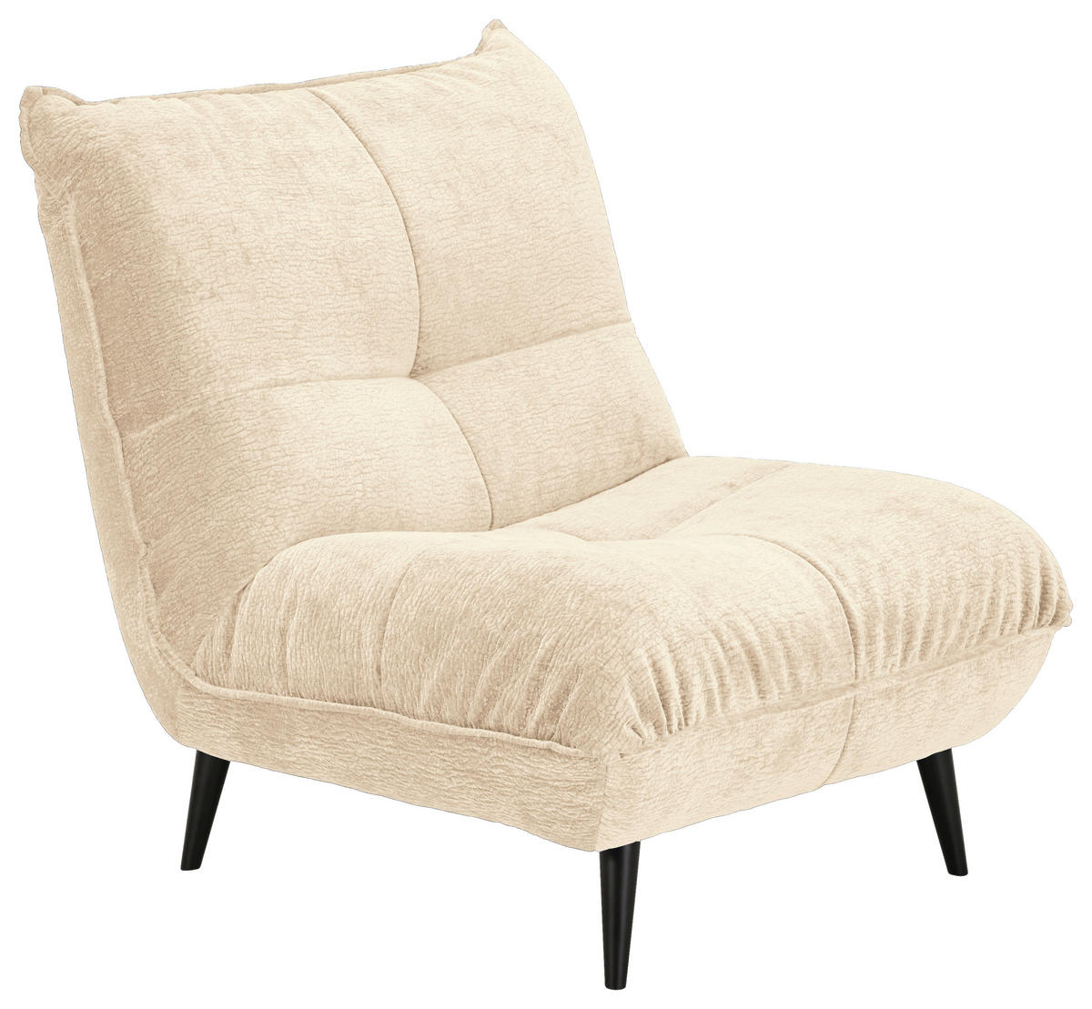 SESSEL Mikrofaser Creme  - Creme/Schwarz, Konventionell, Textil/Metall (89/100/101cm) - MID.YOU