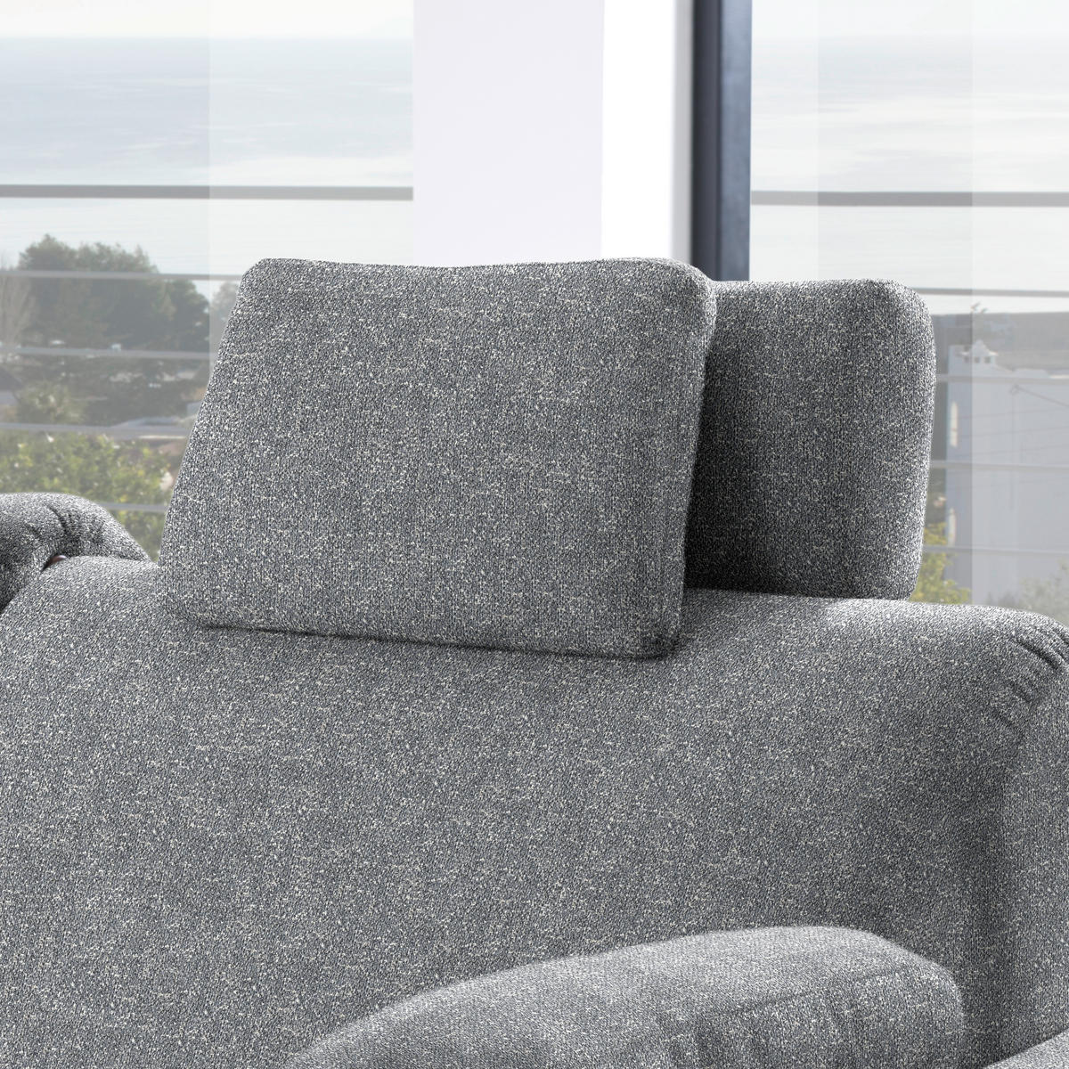 ECKSOFA  in Mikrovelours Grau  203/261 cm  - Eichefarben/Grau, KONVENTIONELL, Holz/Textil (203/261cm) - Sedda