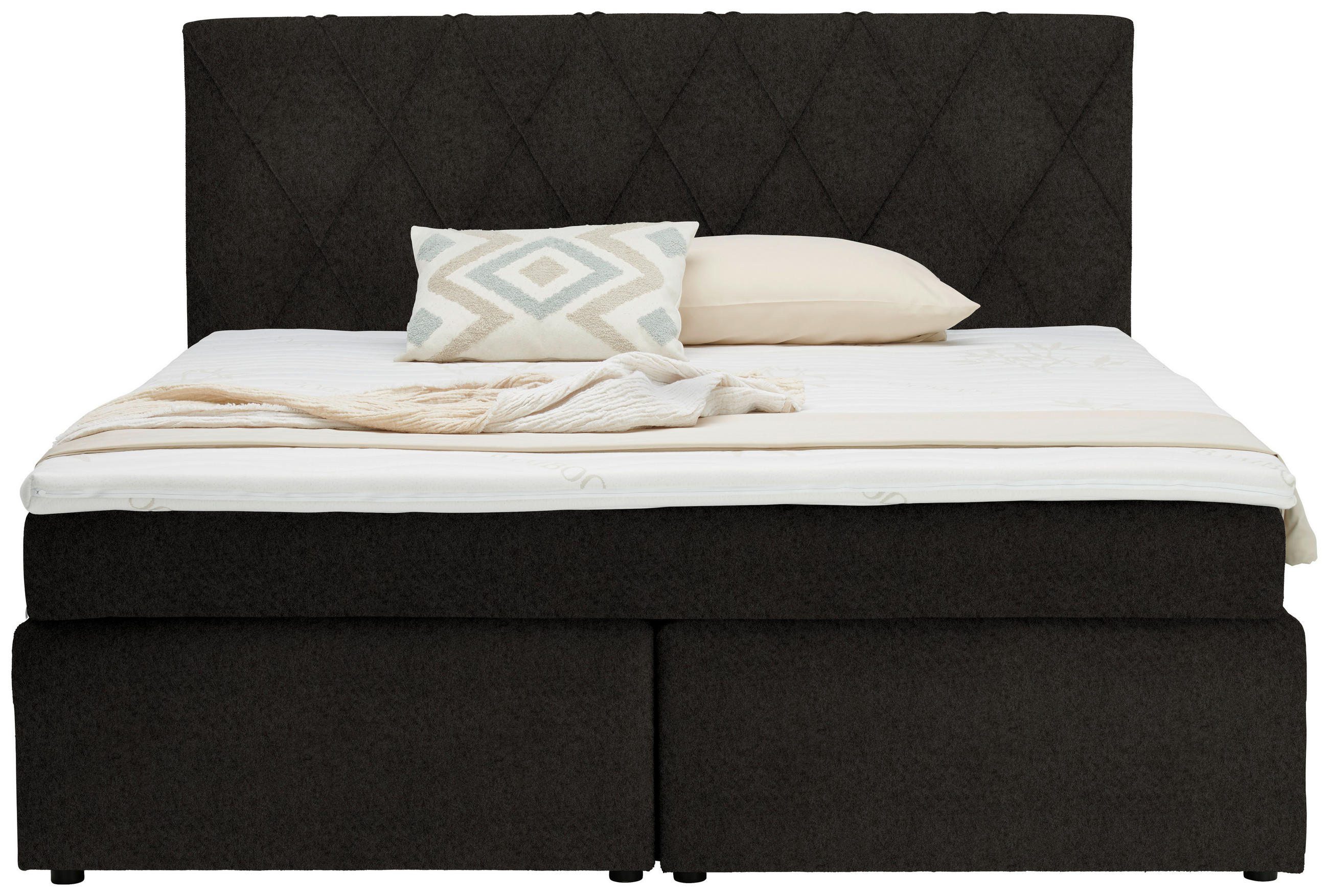 BOXSPRINGBETT 160/200 cm  in Mokka  - Schwarz/Mokka, Design, Holzwerkstoff/Kunststoff (160/200cm) - Xora