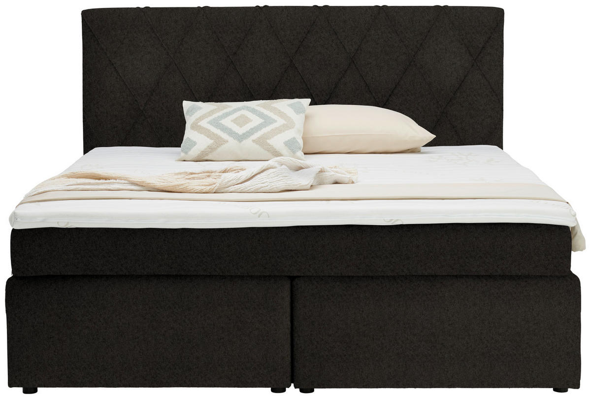 BOXSPRINGBETT 160/200 cm  in Mokka  - Schwarz/Mokka, Design, Holzwerkstoff/Kunststoff (160/200cm) - Xora