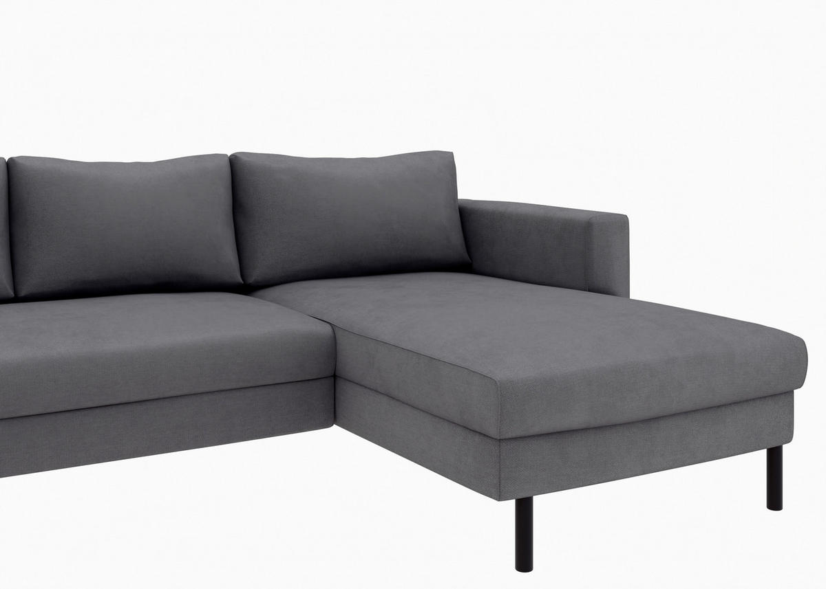 WOHNLANDSCHAFT Anthrazit Struktur  - Anthrazit/Schwarz, MODERN, Textil/Metall (161/306/161cm) - Trendmanufaktur