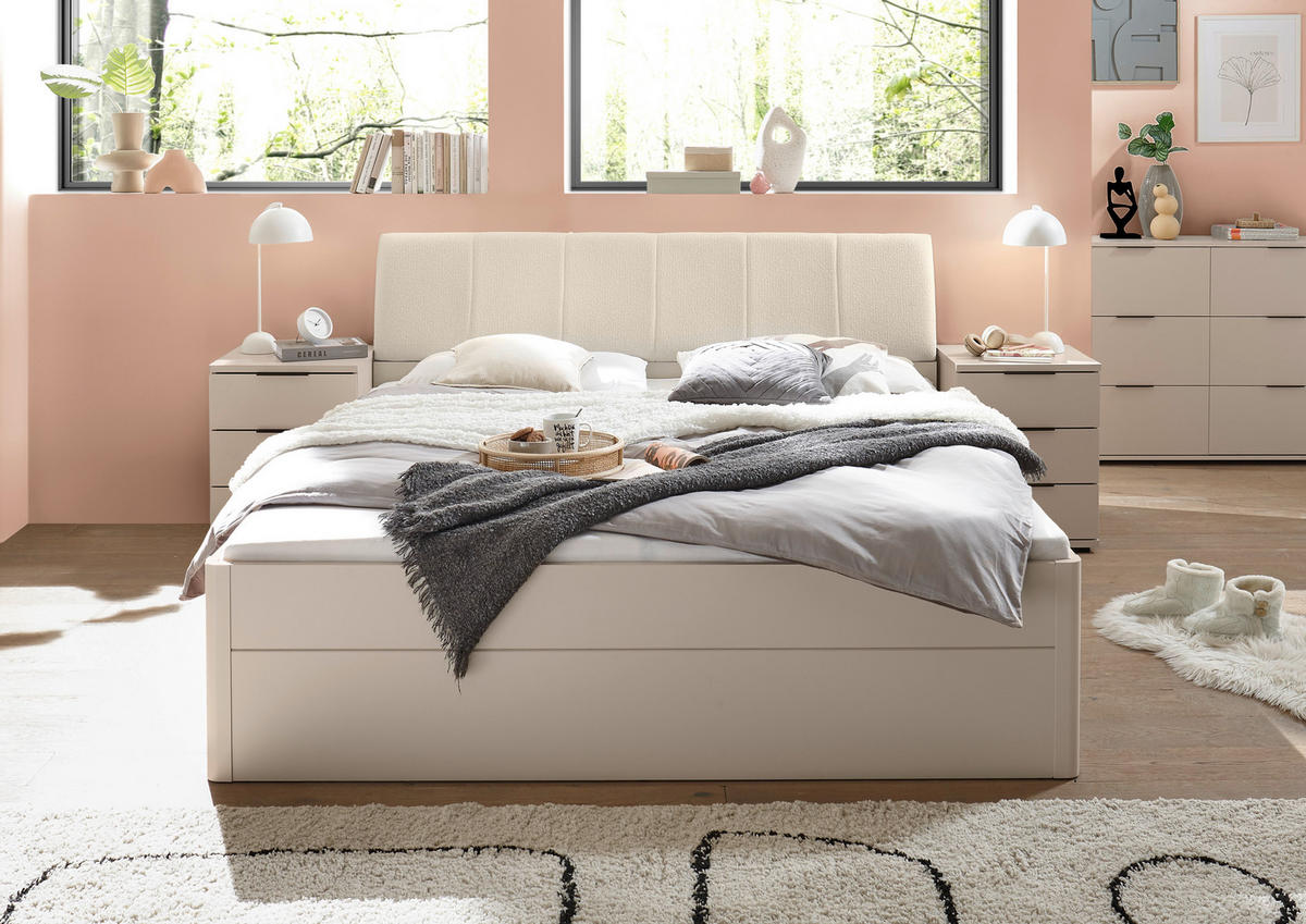 BETT 180/200 cm  in Kaschmir  - Kaschmir, KONVENTIONELL, Holzwerkstoff/Textil (180/200cm) - Carryhome