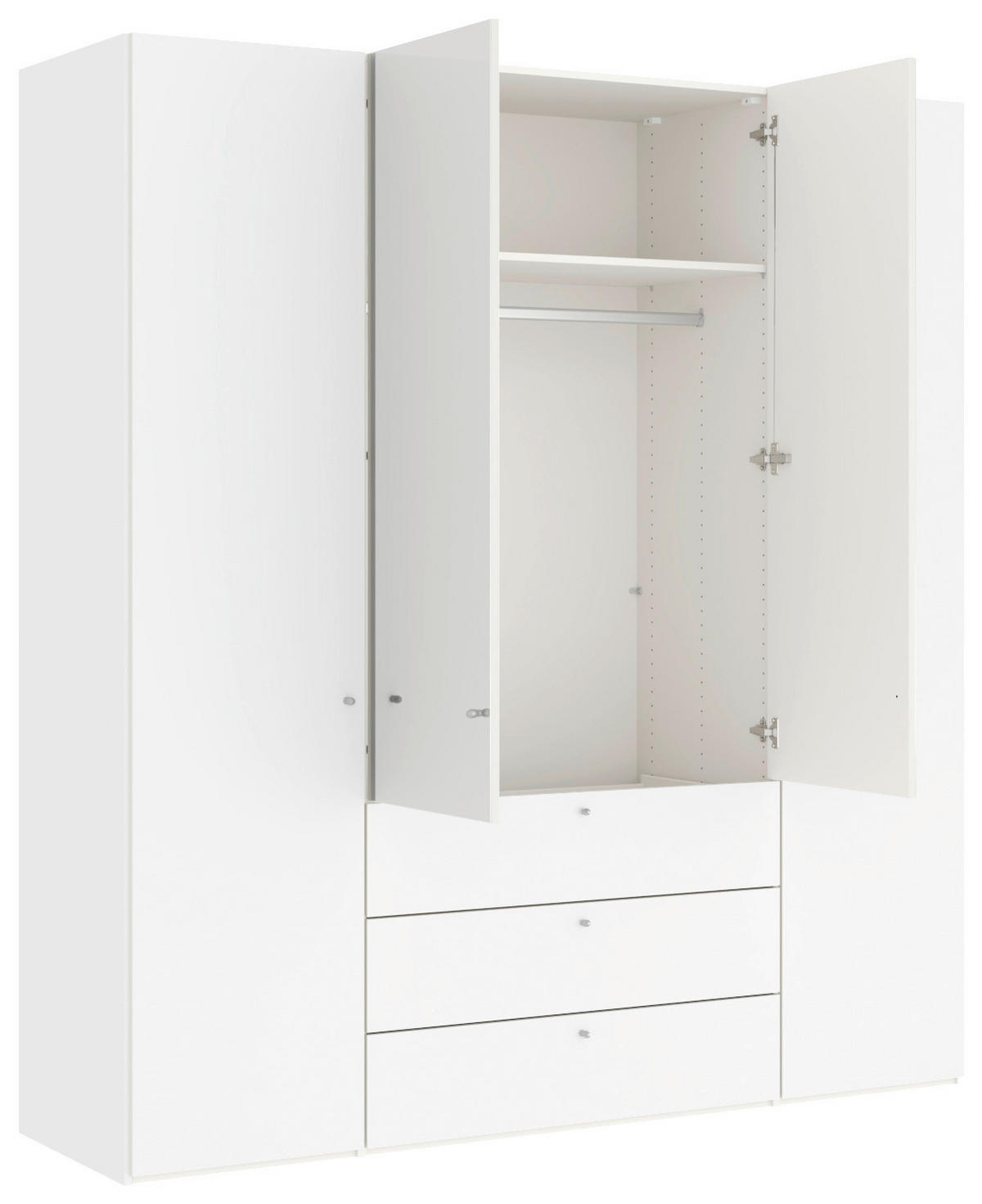 DREHTÜRENSCHRANK  in Weiß  - Silberfarben/Weiß, KONVENTIONELL, Glas/Holzwerkstoff (203/220/59cm) - Jutzler