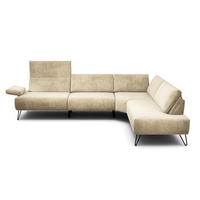 ECKSOFA Cosy Naturfarben Samt  - Schwarz/Naturfarben, Design, Textil/Metall (288-303/213cm) - SENSOO