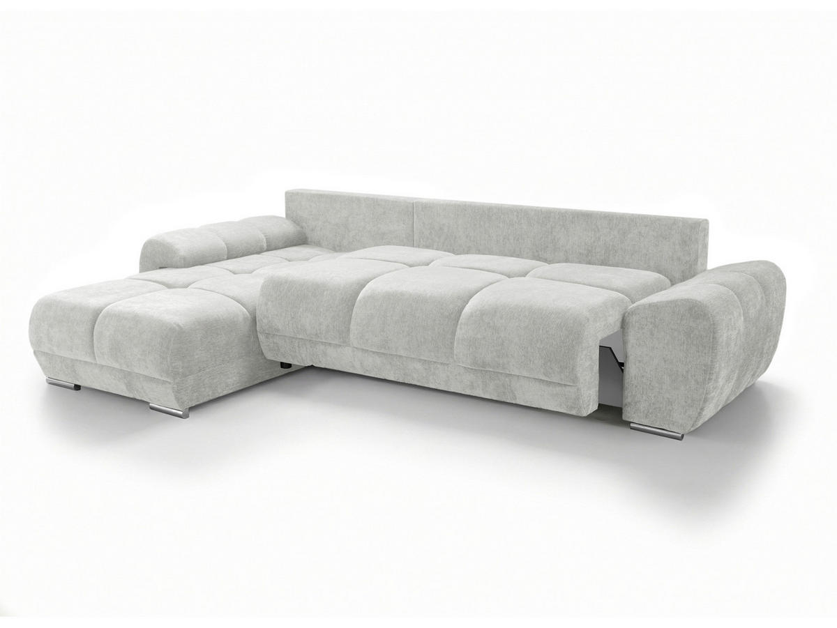 ECKSOFA  in Chenille Hellgrau  - Chromfarben/Hellgrau, KONVENTIONELL, Kunststoff/Textil (183/290cm) - Xora