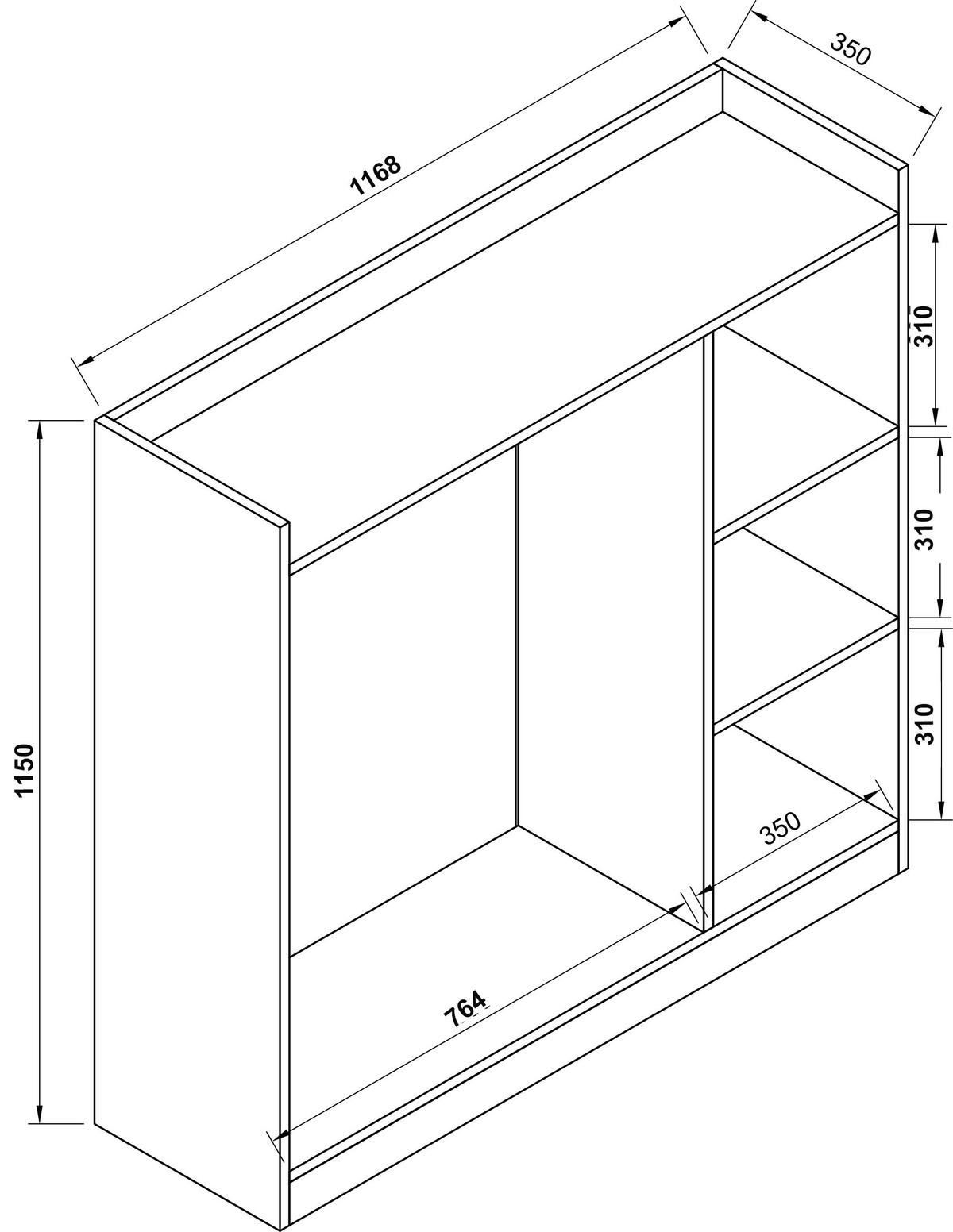 KLEIDERSCHRANK in Honigeiche  - Honigeiche, Design, Holzwerkstoff (124/120/35cm) - MID.YOU