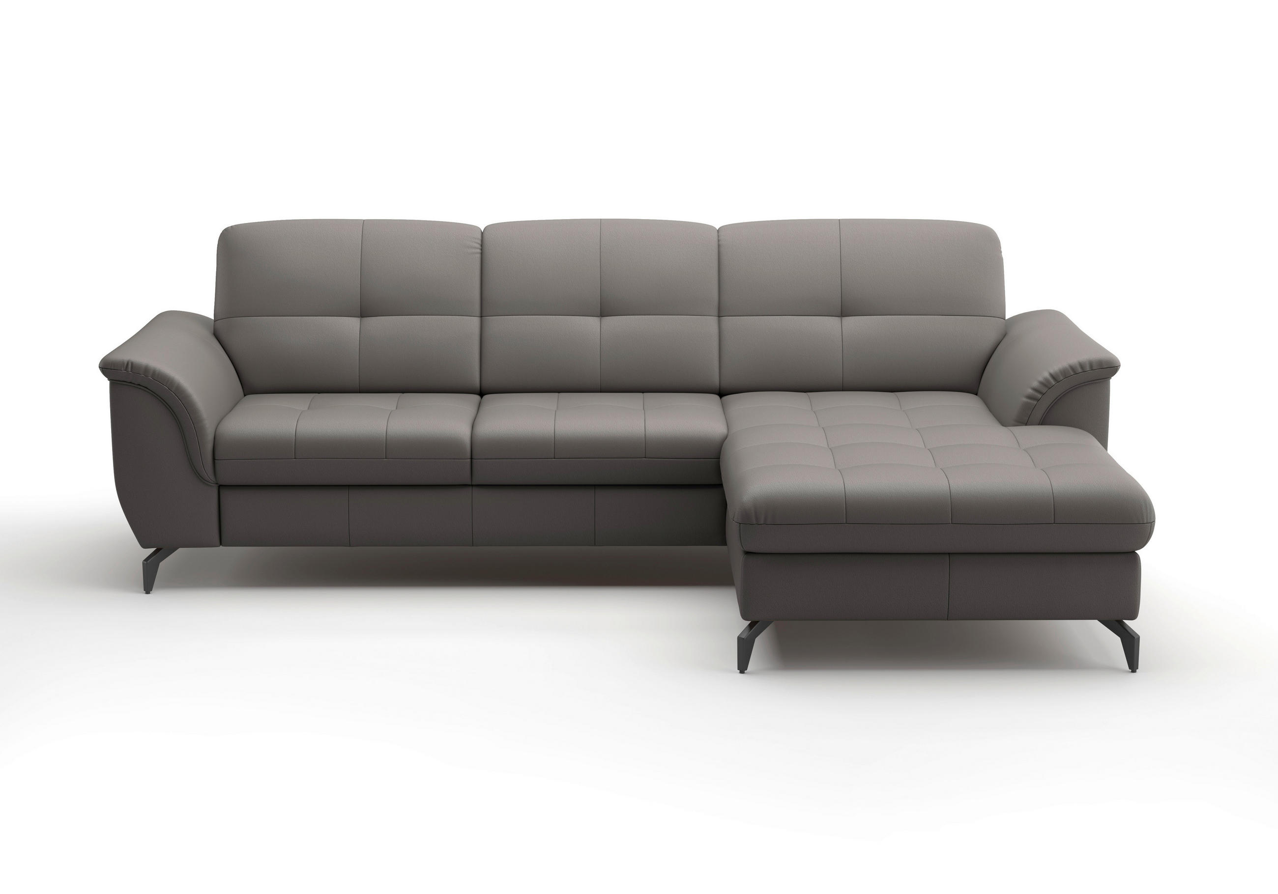 Thumbnail - Sit & More Ecksofa Zora E, Mokka, Leder, Echtleder, Nappaleder, 4,5-Sitzer, Ottomane rechts, L-Form, 262x164 cm, Goldene...