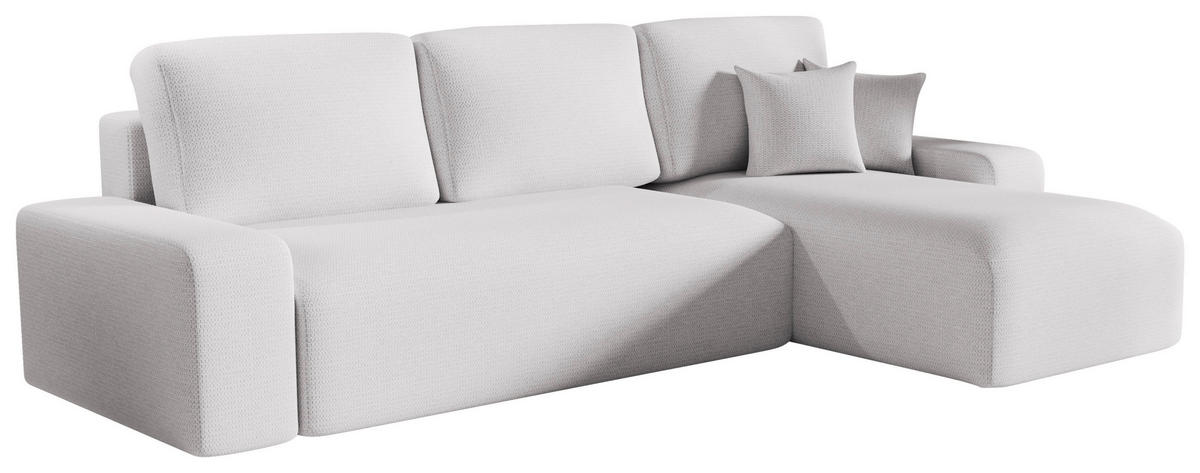 ECKSOFA  in Bouclé Creme  - Creme/Schwarz, MODERN, Kunststoff/Textil (248/143cm) - Xora