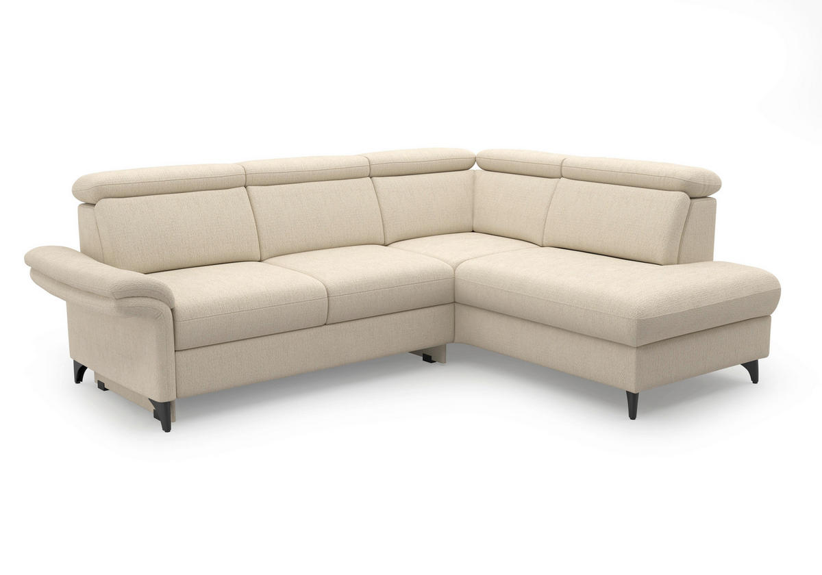 ECKSOFA GLENDALE E Sandfarben Chenille  - Sandfarben/Schwarz, KONVENTIONELL, Textil/Metall (247/193cm) - Sit & More