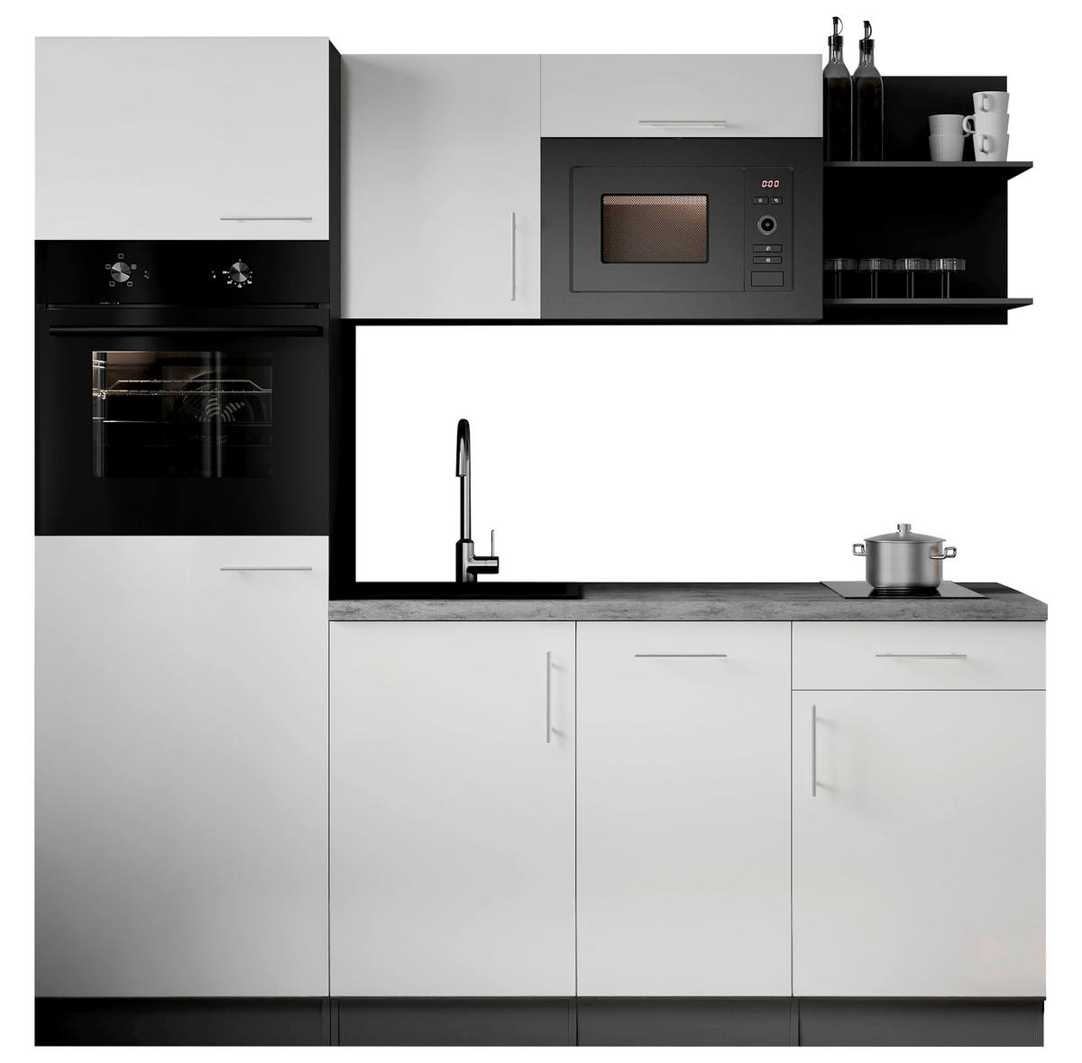 KÜCHENBLOCK Oliver 205 cm  in Weiß  - Weiß/Grau, Trend, Holzwerkstoff/Metall (205cm) - Respekta