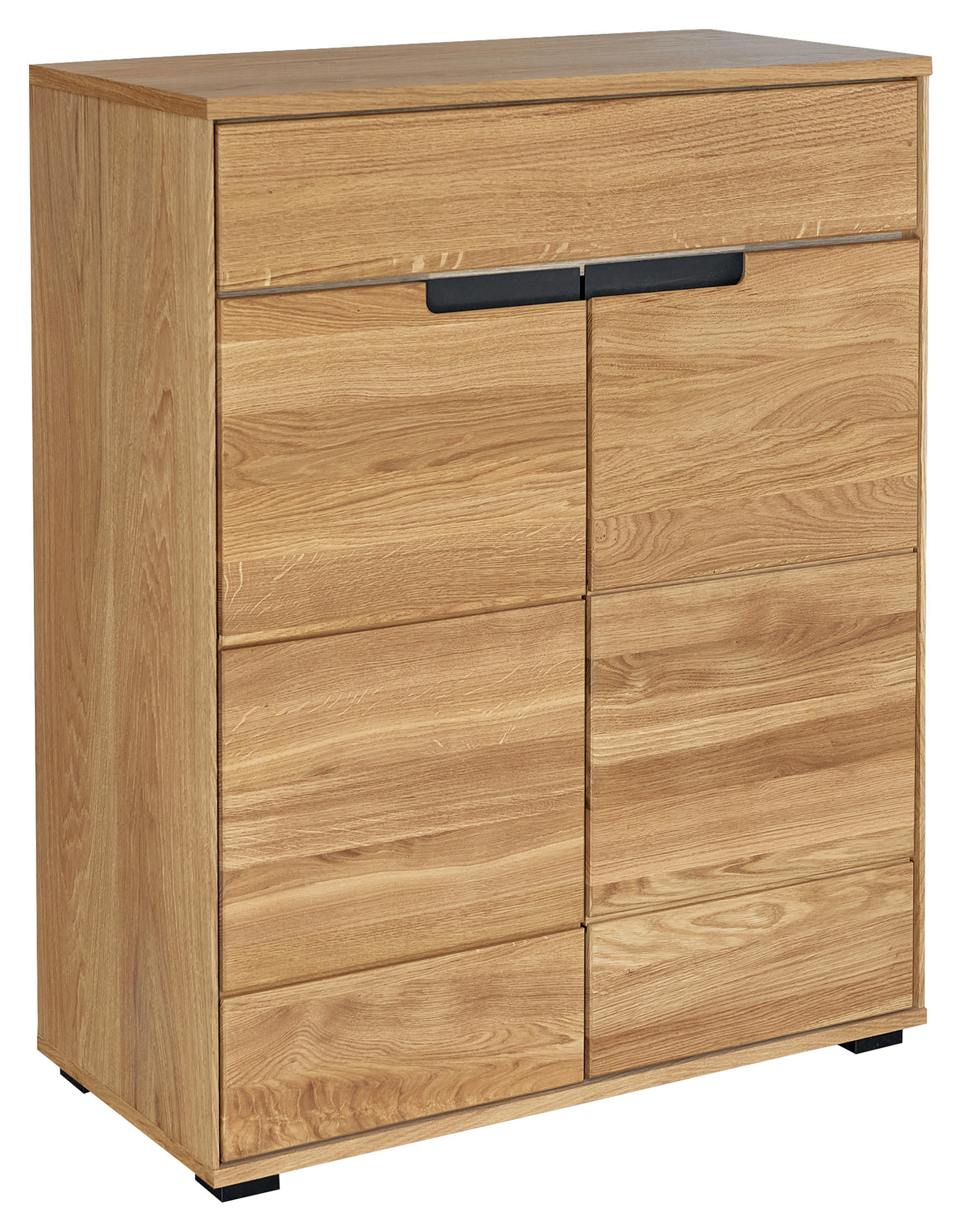 SCHUHSCHRANK Eiche teilmassiv Eichefarben  - Eichefarben/Schwarz, KONVENTIONELL, Holz/Holzwerkstoff (80/102/40cm) - Linea Natura