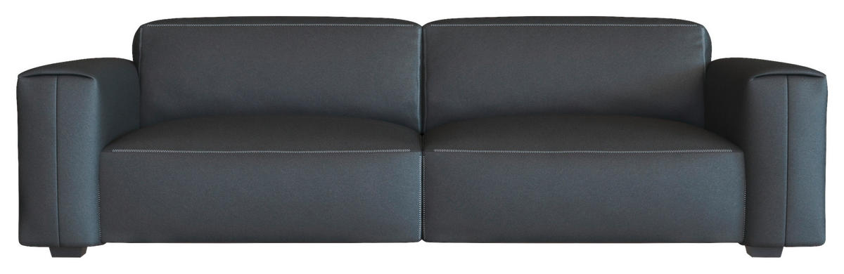 3-SITZER-SOFA Echtleder Schwarz  - Schwarz, Design, Leder/Holz (252/73/102cm) - Livetastic