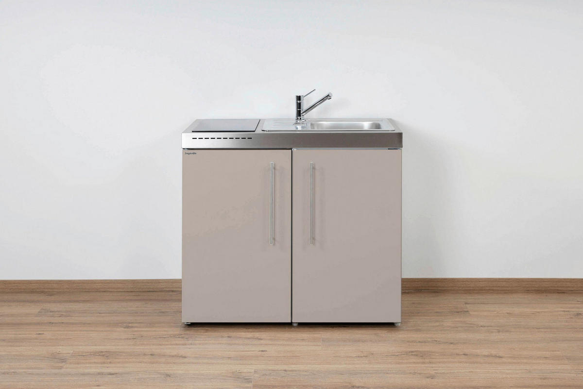 MINIKÜCHE  100/89/60 cm  in Sandfarben  - Sandfarben/Edelstahlfarben, Basics, Metall (100/89/60cm)