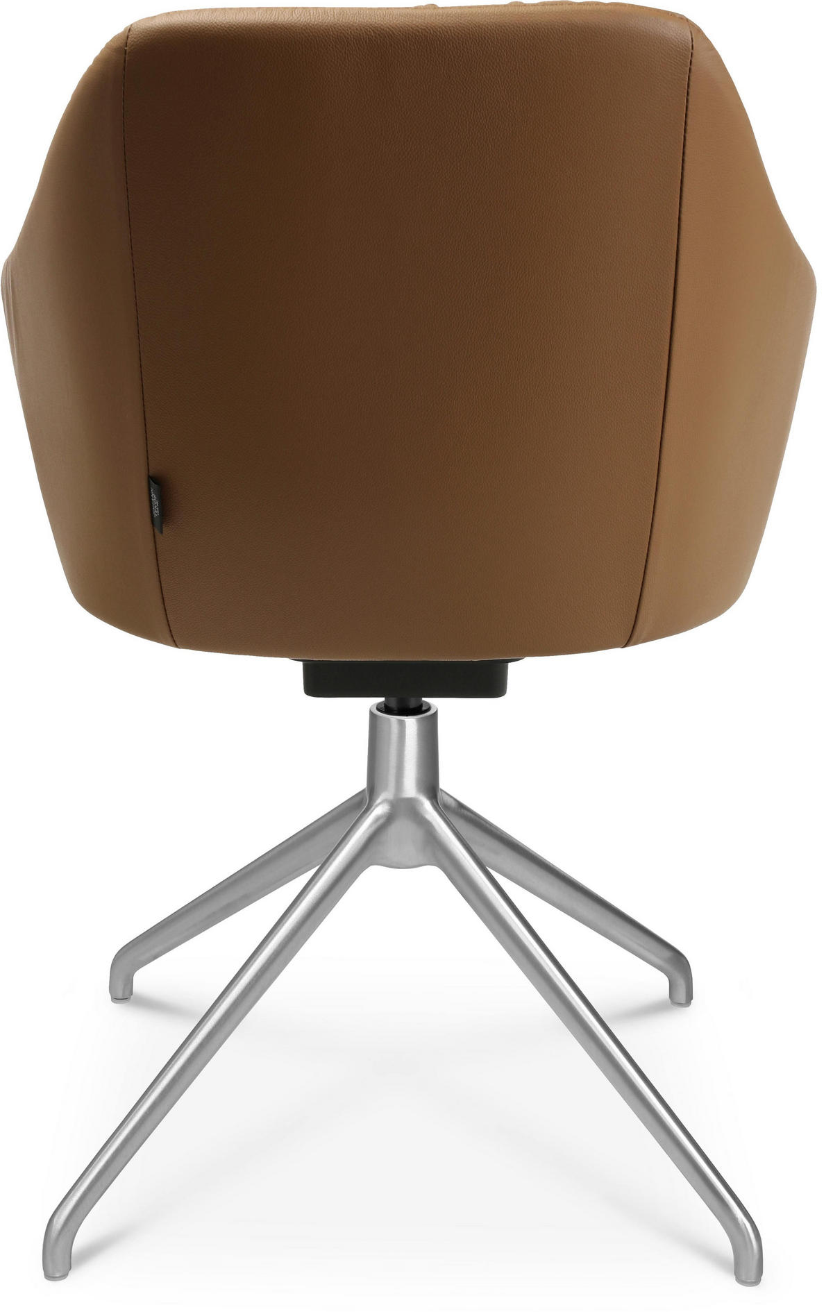ARMLEHNSTUHL  in Aluminium Echtleder pigmentiert  - Cognac/Alufarben, Design, Leder/Metall (58/81,5-84,5/60cm) - Johann Jakob