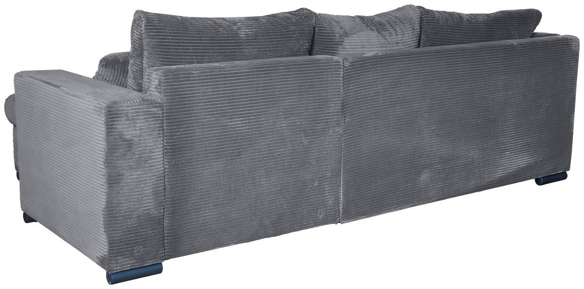 ECKSOFA Dunkelgrau Cord  - Dunkelgrau/Schwarz, KONVENTIONELL, Textil/Metall (258/168cm) - Carryhome