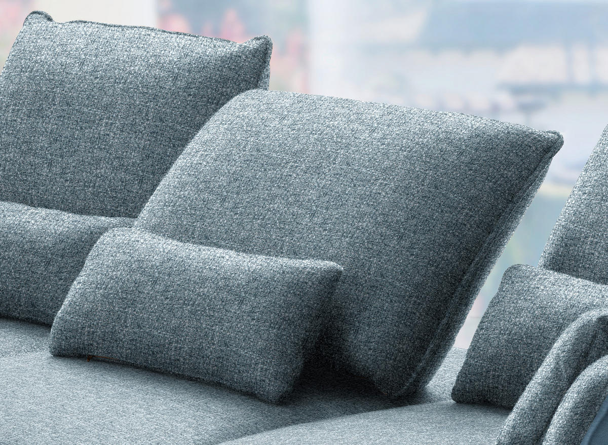 ECKSOFA in Flachgewebe Blau  - Blau/Schwarz, Design, Textil/Metall (191/301cm) - Moderano