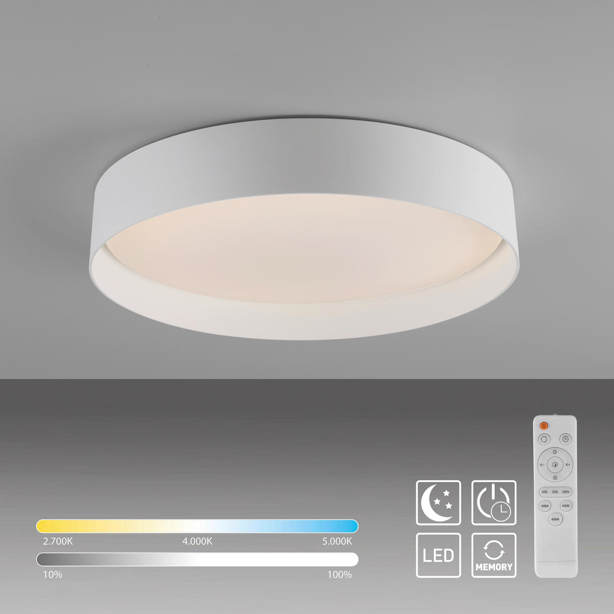 LED-DECKENLEUCHTE Tavoli 39/39/7.3 cm   - Weiß, KONVENTIONELL, Kunststoff/Metall (39/39/7.3cm) - Schöner Wohnen