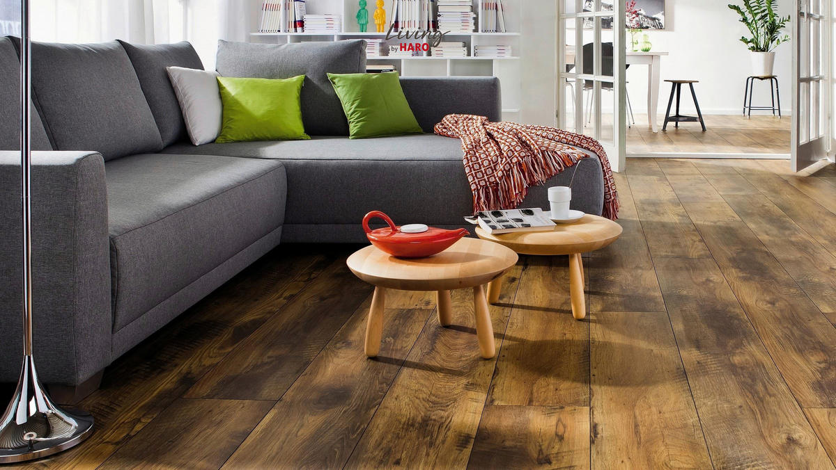 LAMINATBODEN  per  m² - Eichefarben/Dunkelbraun, Natur, Holzwerkstoff (220/24,3/0,8cm) - Living by HARO