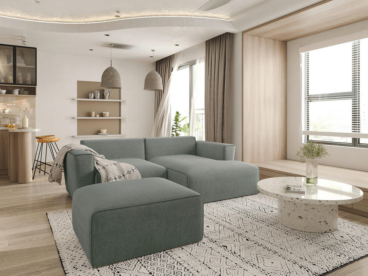ECKSOFA Hellblau Struktur  - Schwarz/Hellblau, Design, Kunststoff/Textil (234/161cm) - P & B