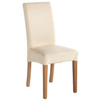 STUHL Lederlook Beige  - Beige/Buchefarben, LIFESTYLE, Holz/Textil (42/95/57cm) - Carryhome