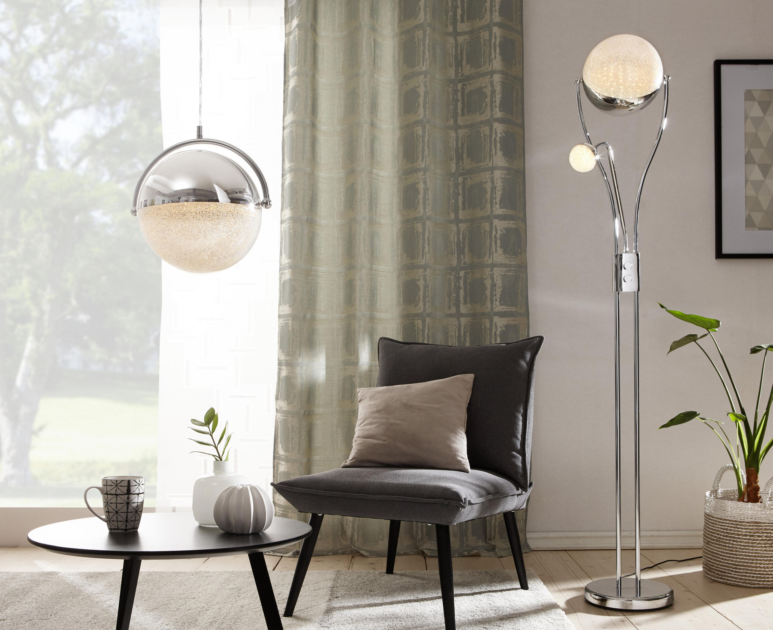 LED-STEHLEUCHTE 30/180 cm    - Chromfarben, Design, Kunststoff/Metall (30/180cm) - Trio Leuchten