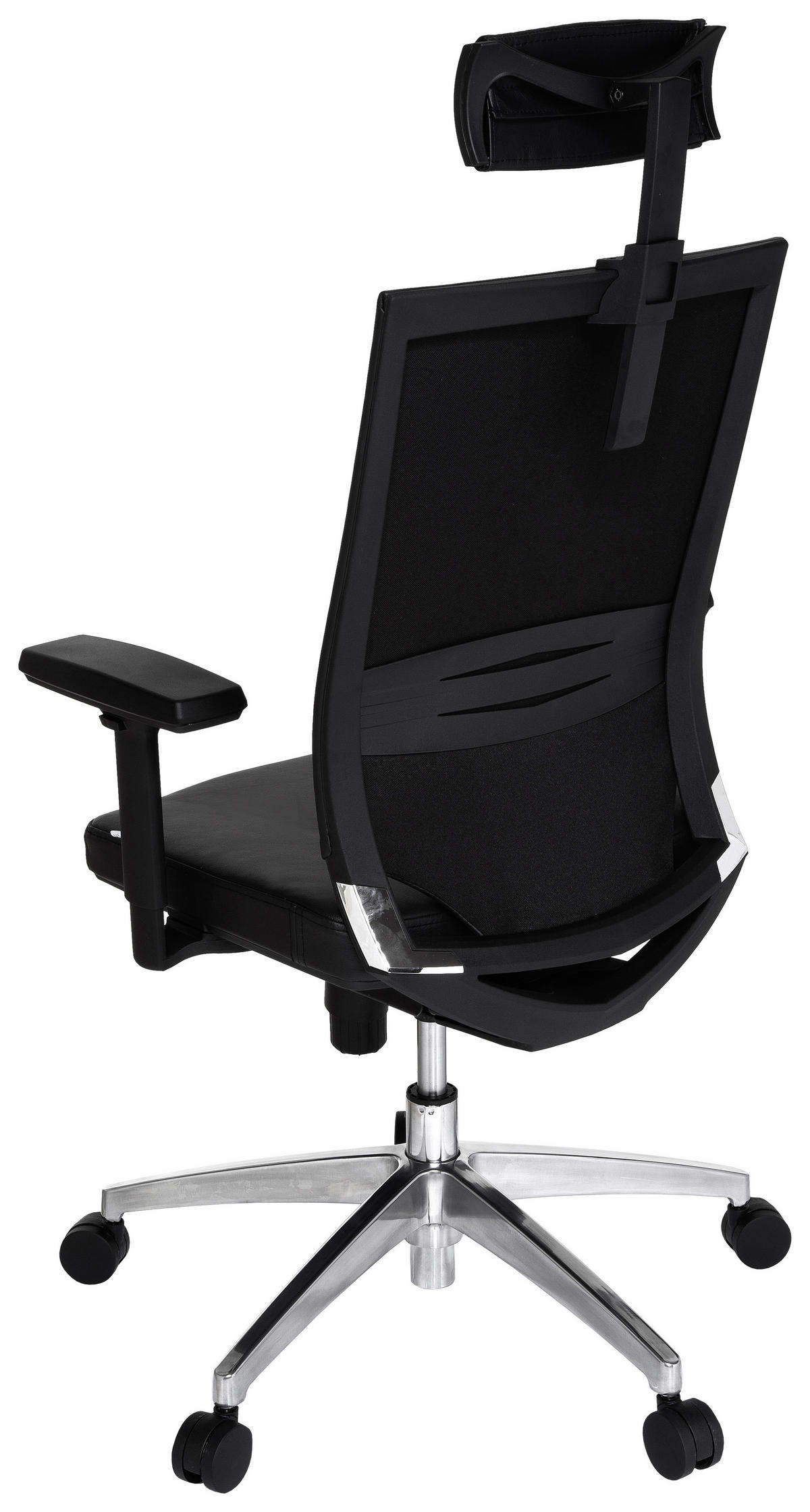 DREHSTUHL Lederlook Schwarz  - Schwarz/Alufarben, MODERN, Leder/Kunststoff (59/117/49cm) - MID.YOU