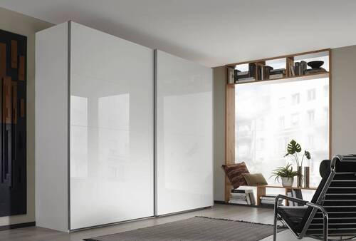 SCHWEBETÜRENSCHRANK in Weiss  - Weiss/Alufarben, Design, Holzwerkstoff/Metall (271/235/68cm) - Xora