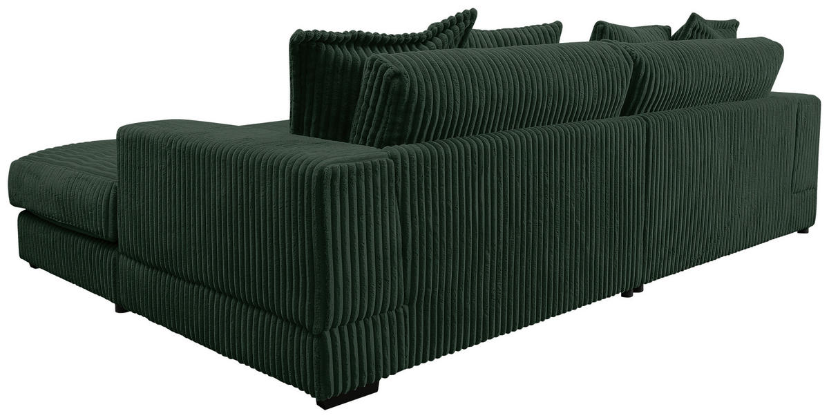 ECKSOFA in Cord Dunkelgrün  285/195 cm  - Dunkelgrün/Schwarz, Design, Kunststoff/Textil (285/195cm) - MID.YOU
