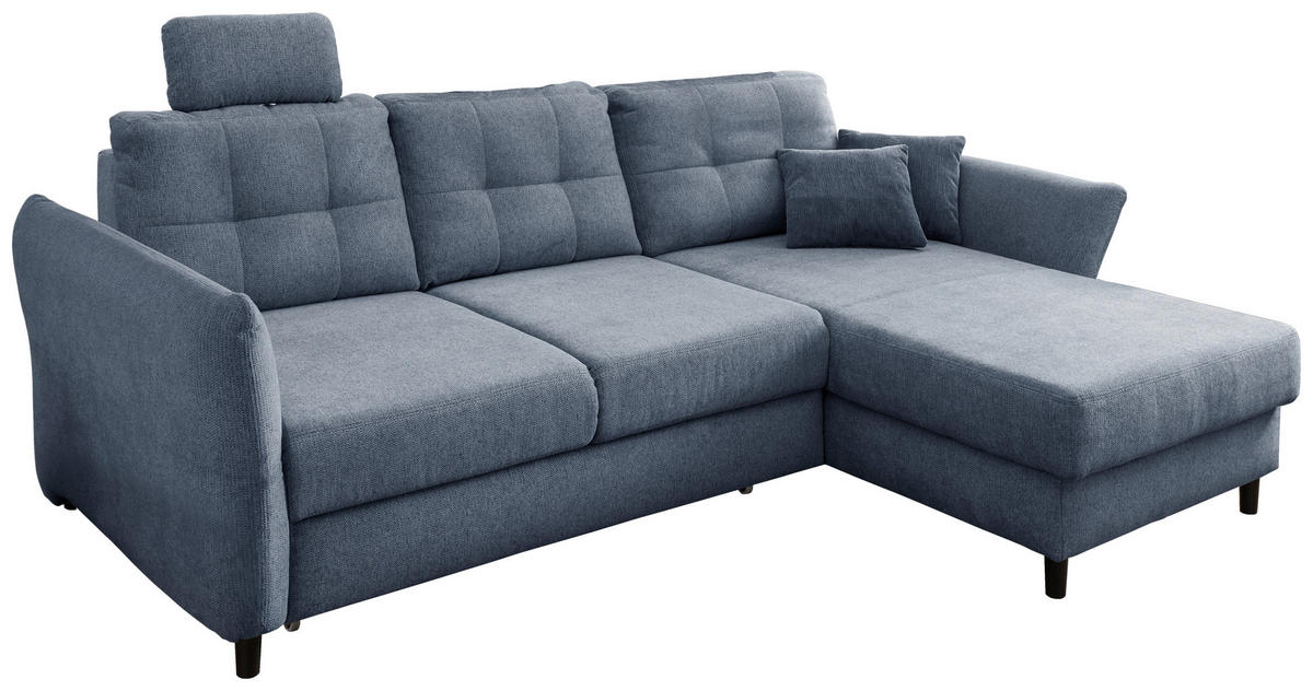 ECKSOFA in Chenille Hellblau  - Blau/Silberfarben, Modern, Holz/Textil (250-280/176cm) - Livetastic