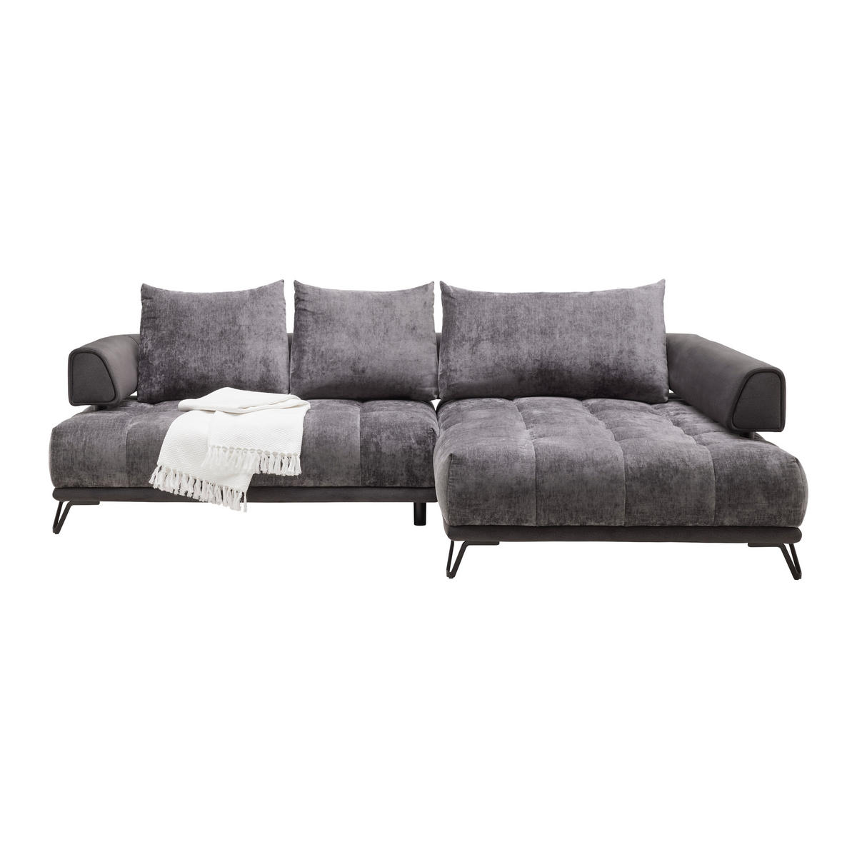 HÖRNSOFFA i grafitfärgad  - grafitfärgad/svart, Modern, metall/textil (262/184cm) - MID.YOU