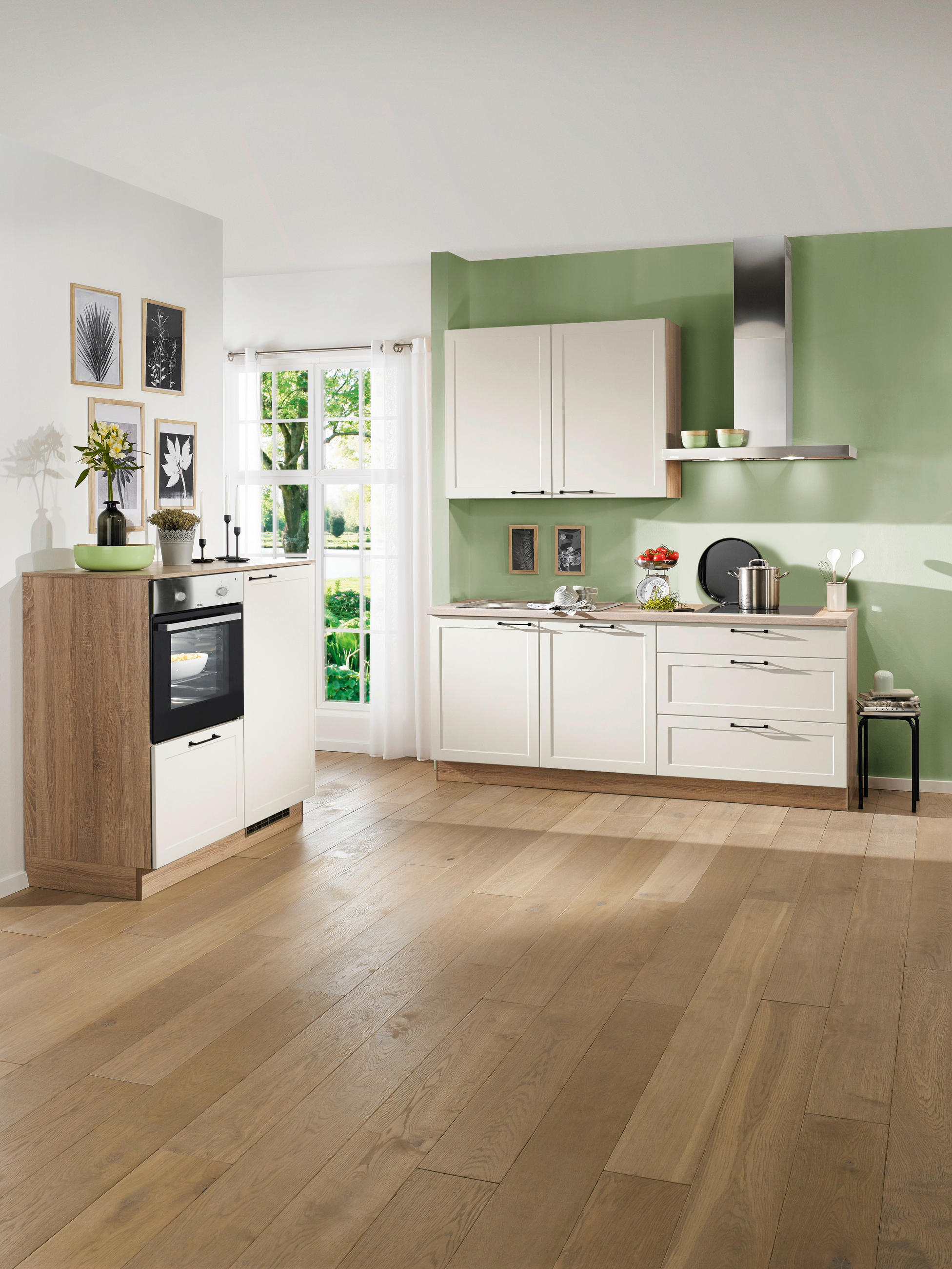 KÜCHENLEERBLOCK  120/210 cm  in Eichefarben, Magnolie  - Eichefarben/Magnolie, ROMANTIK / LANDHAUS, Holzwerkstoff/Metall (120/210cm) - Welnova