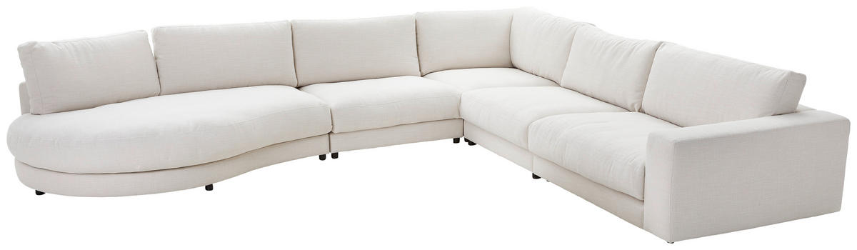 ECKSOFA in Flachgewebe Naturfarben  - Schwarz/Naturfarben, Design, Kunststoff/Textil (425/365cm) - Lomoco
