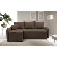 ECKSOFA Braun Struktur, Bouclé  - Schwarz/Braun, Design, Kunststoff/Textil (143/209cm) - MID.YOU